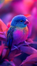 Iridescent songbird rendered in neon chromatic gradients