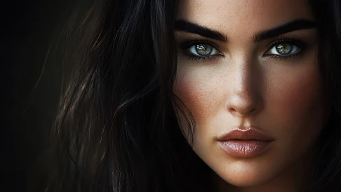 Intense green-eyed portrait captures fierce, quiet resolve