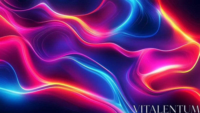 Neon light waves forming abstract flowing ribbons.