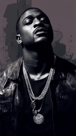 Silver-lit swagger tilts upward through shadows and chains