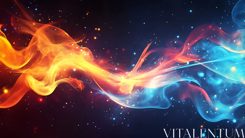 Flowing Energy Waves in Orange and Blue Spectrum