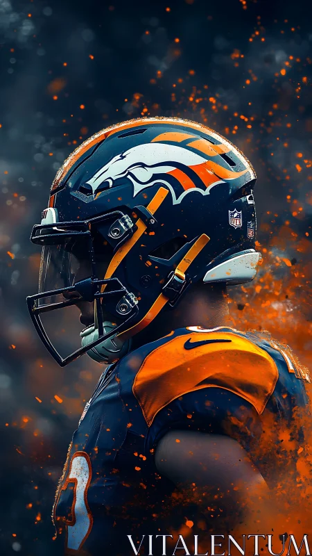 Side-profile NFL helmet portrait rendered in vivid digital realism