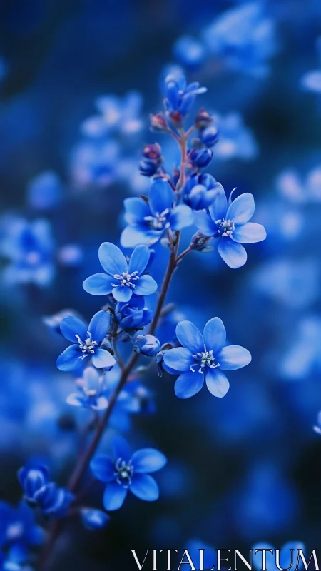 Blue Flower Specimen With Delicate Petals and Developing Buds.