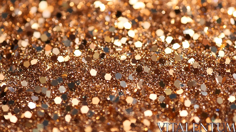 Copper glitter macro captures dense hexagonal sparkle field