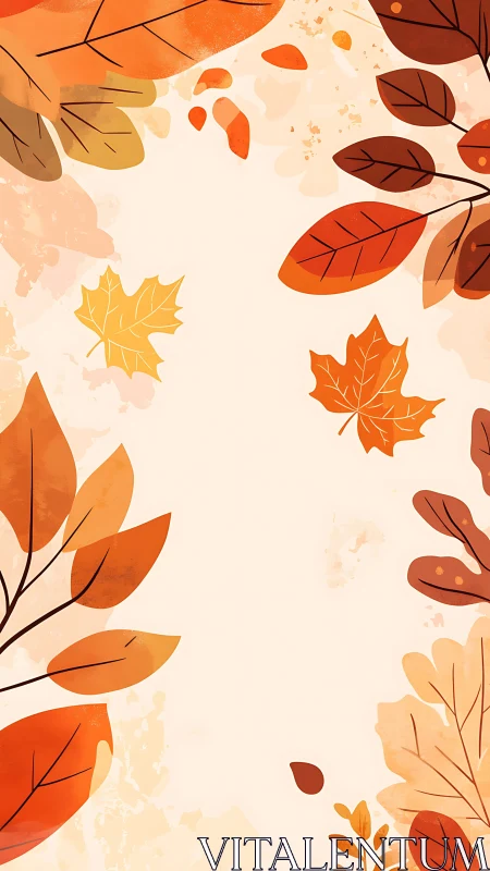Autumn foliage border illustration with warm tonal layering.