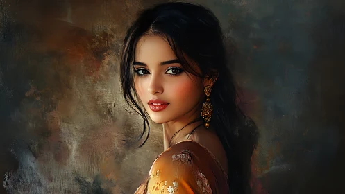 Softly lit digital portrait captures serene feminine grace