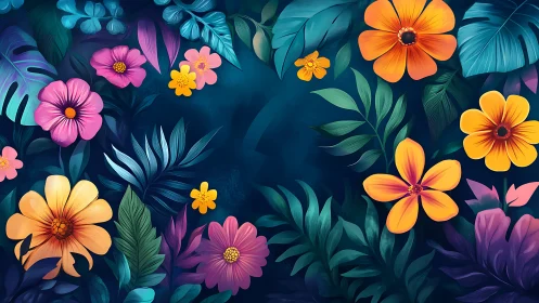 Vibrant Blooming Garden in Twilight Hues