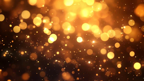 Golden bokeh lights drifting across a dark festive field.