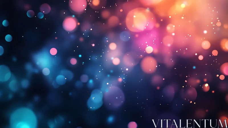 Colorful abstract bokeh lights on dark blurred background.