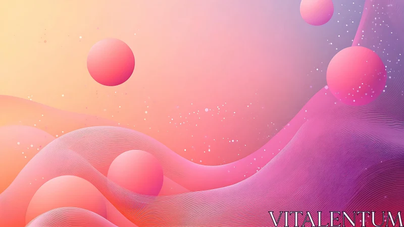 Spherical gradients drift over flowing neon wave fields.