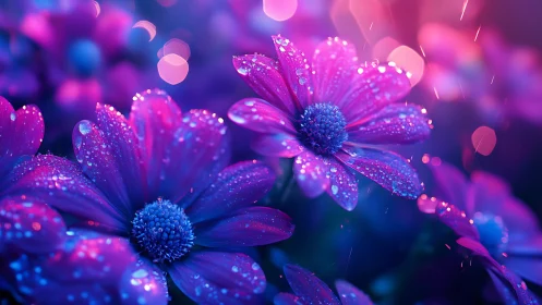 Neon Daisy Dreams: Bioluminescent Blooms in Electric Twilight.