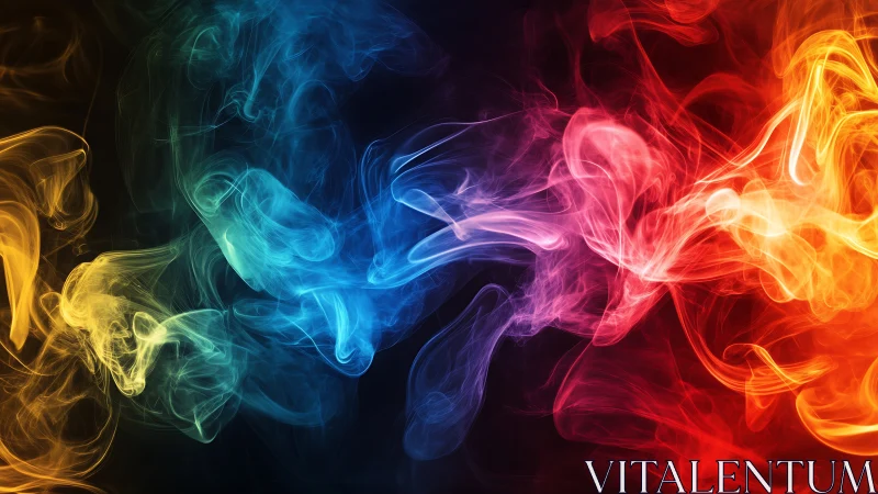Colorful swirling smoke streams suggest elemental energy in motion.