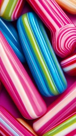 Vibrant Striped Cylinders. Bold 3D Rendered Composition.