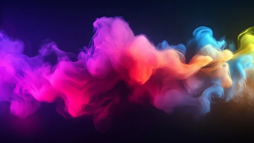 Shifting neon smoke drifts across a dark cosmic backdrop