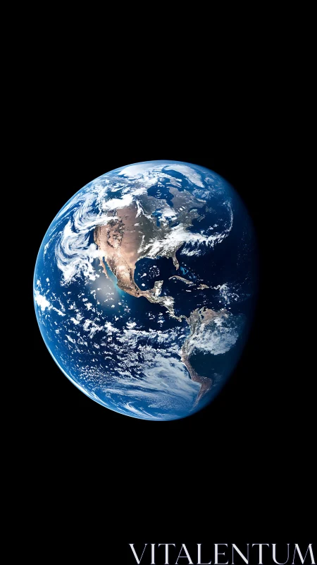 Earth rotates in deep space with Americas illuminated clearly