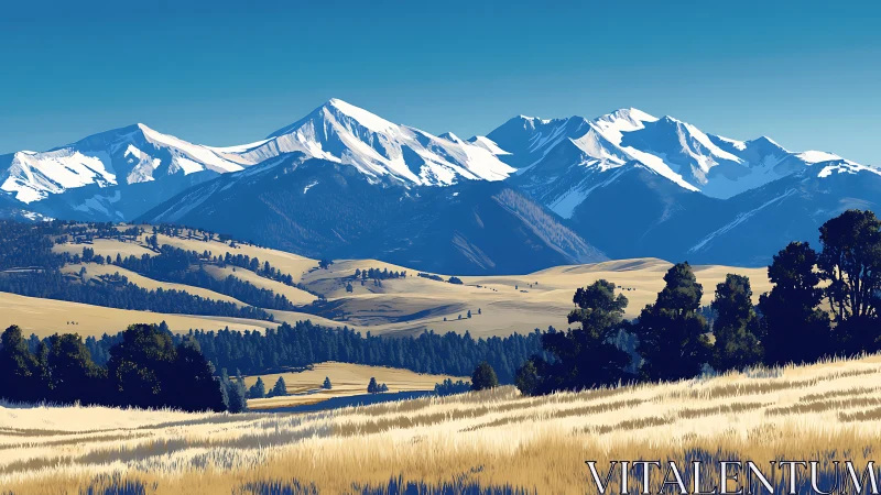 Golden foothills stretching toward quiet blue mountain peaks.