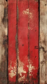 Weathered red planks reveal worn rustic timber grain.
