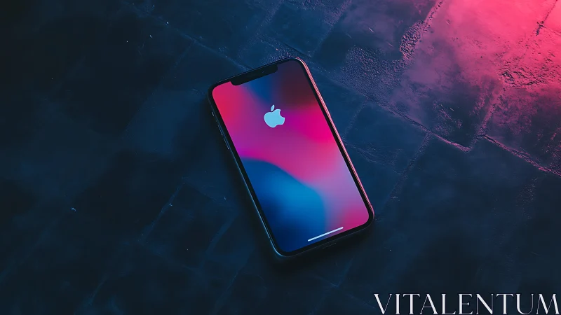 Smartphone with gradient display on textured surface