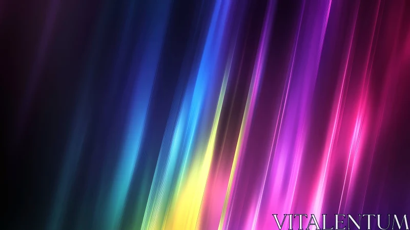 Chromatic light streaks form diagonal neon gradients on dark field