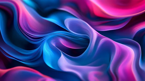 Vibrant flowing abstract waves in blue and magenta colors.
