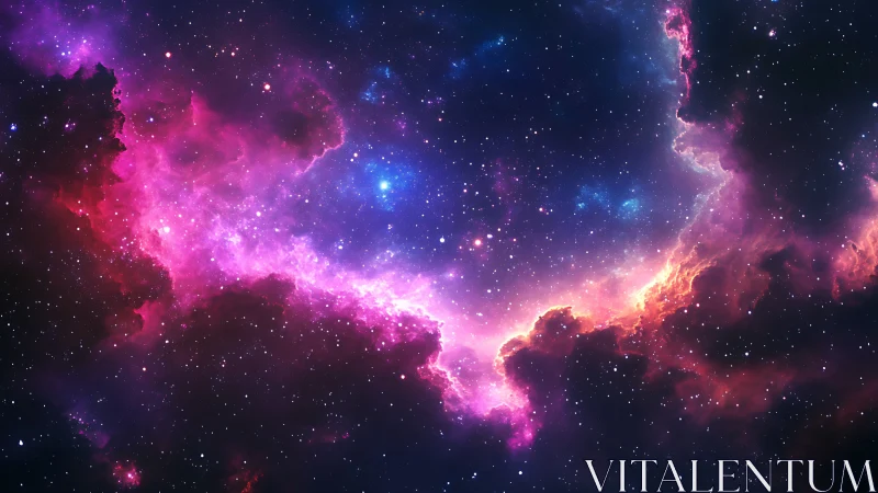 Nebula cloud band with star field in deep space region.