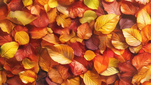 Golden autumn leaves gathered in a cozy seasonal carpet.