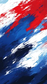 Bold red and blue brushstrokes race across a bright canvas