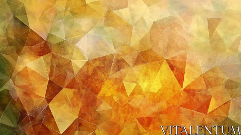 Low-poly geometric abstraction in warm autumnal polygon gradients.