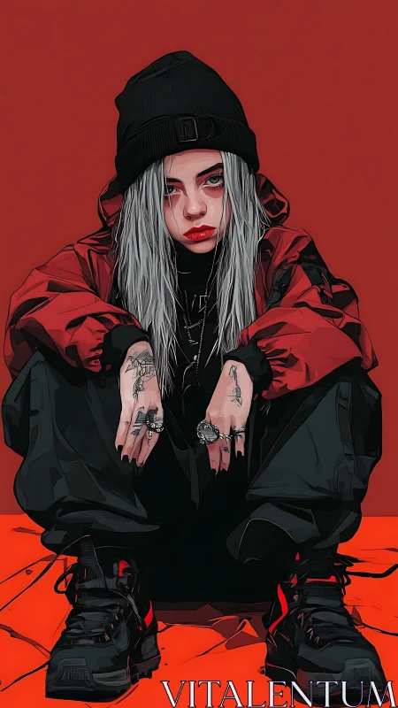 Vector-stylized streetwear portrait with high-contrast shading.
