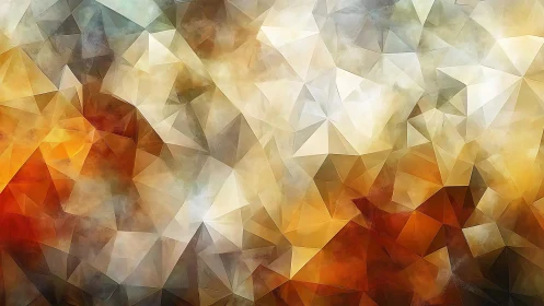Abstract Geometric Polygon Art with Warm Earth Tones and Texture.