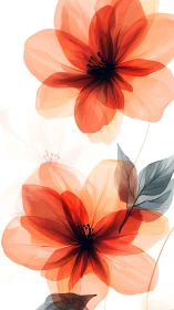 Translucent Floral Composition with Layered Red and Coral Petals