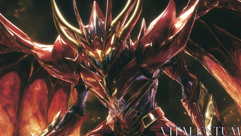 Fiery winged demon warrior leans forward in molten armor