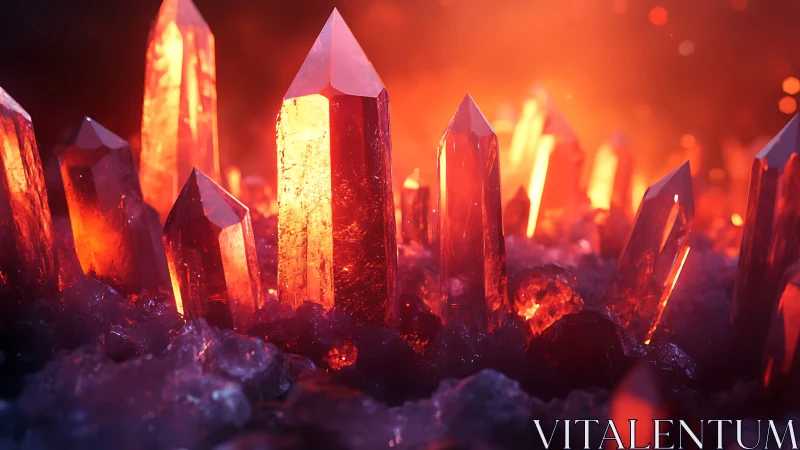 Glowing Red Crystals in Molten Heat.