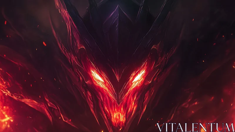 Infernal crown carves a blazing demon visage from darkness