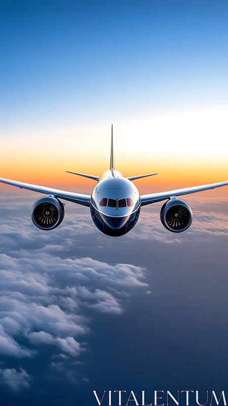 Commercial jetliner front view renders aerodynamic symmetry