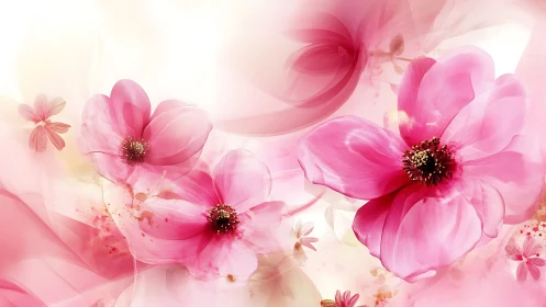 Pink Cosmos Flowers with Dynamic Motion Blur Effect.