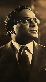 Sepia-lit gentleman gazes upward in timeless resolve.