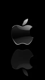 Dual Apple Logo Icons with Glossy Black Finish and Metallic Sheen