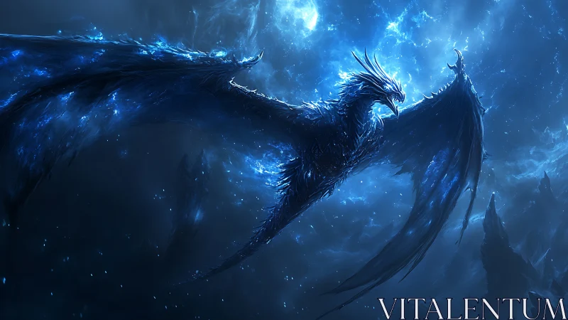 Starlit frost phoenix carves luminous arcs through night sky