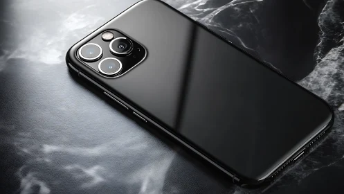 Premium Smartphone with Triple-Lens System on Marble Surface