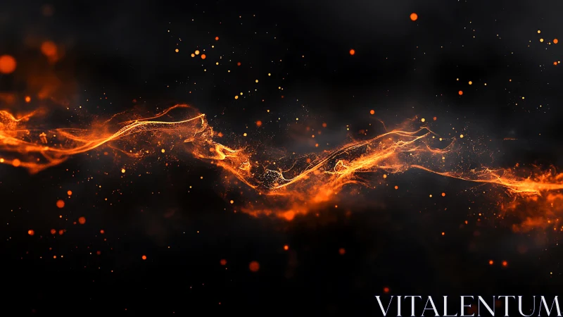Dynamic Fire Flow: Abstract Flame Ribbons Against Midnight Void.