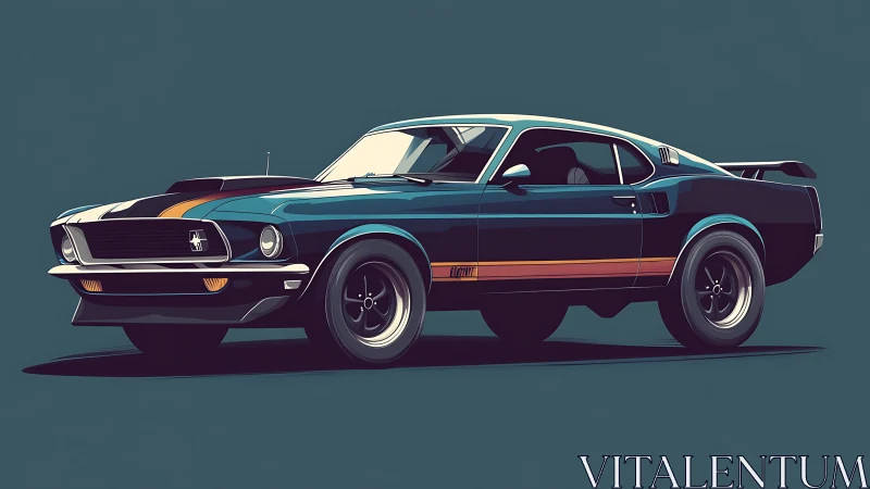 Bold classic muscle car illustration celebrates retro power