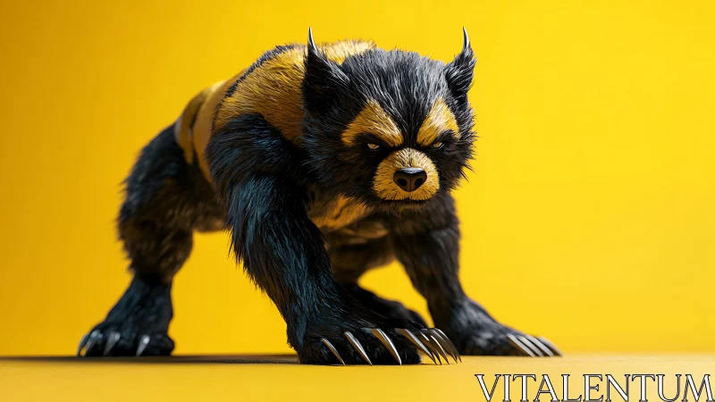 Furry mutant wolverine creature in tense crouched combat pose