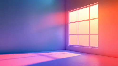 Color soaked minimalist room glows with soft gradient light