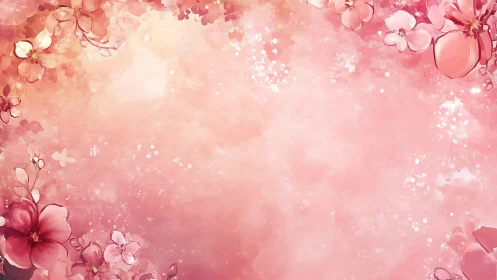 Pink Floral Gradient with Sparkle Effects and Dimensional Blooms.