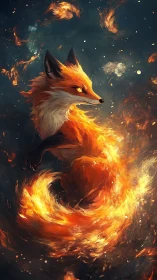 Volumetric pyro-fox entity with swirling combustion plume.