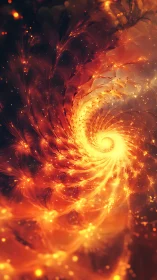 Solar spiral bloom of embers swirling into cosmic dusk.