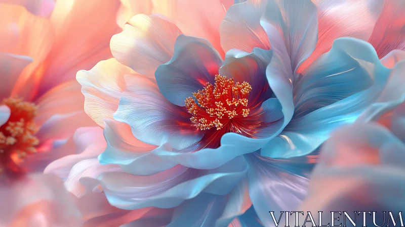Digitally Rendered Flower With Composite Color Gradients