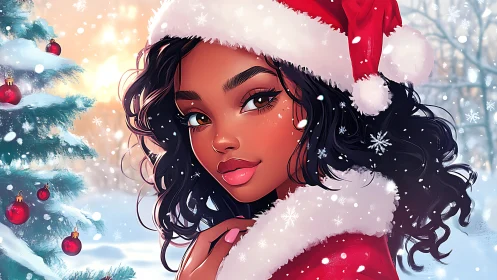 Winter sparkle portrait of a cozy Christmas dreamer.