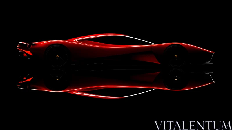 Red sports car silhouette shows low side profile on black